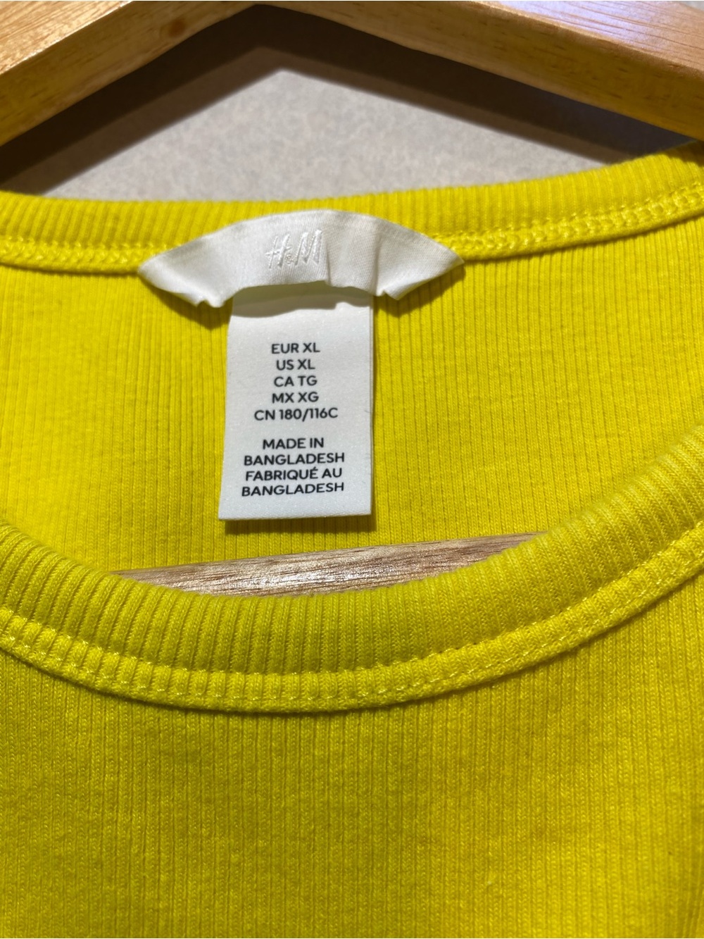 H&M Yellow Ribbed Crop Tank Top - Picture 2 of 4